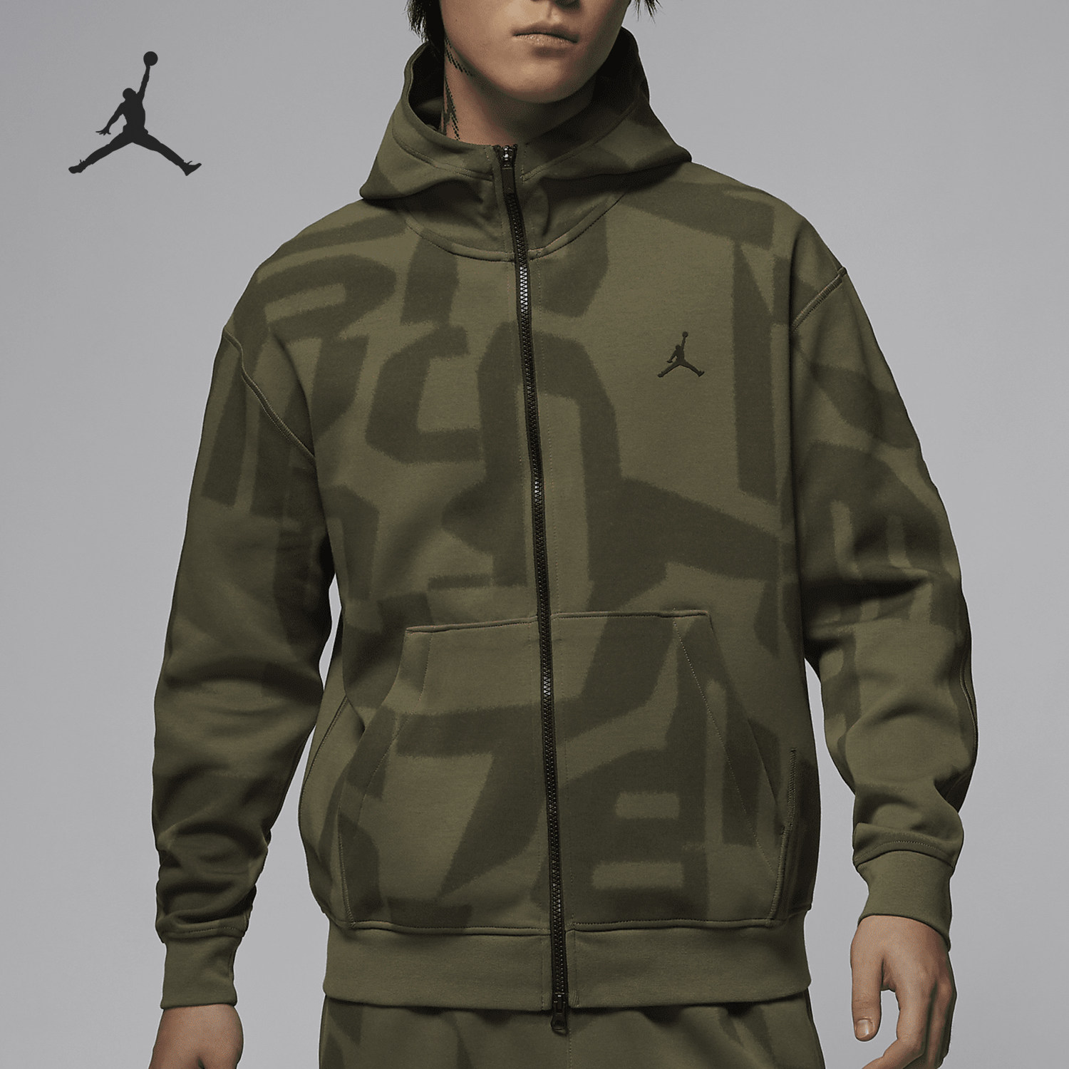Nike/耐克正品JORDAN男士连帽针织保暖印花外套FV8621-222