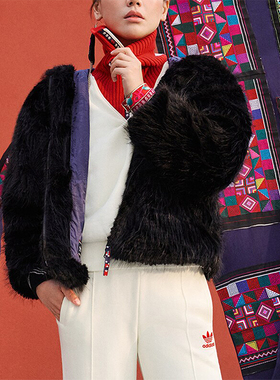 Adidas/阿迪达斯正品三叶草女士人造毛皮运动时尚外套IX4226