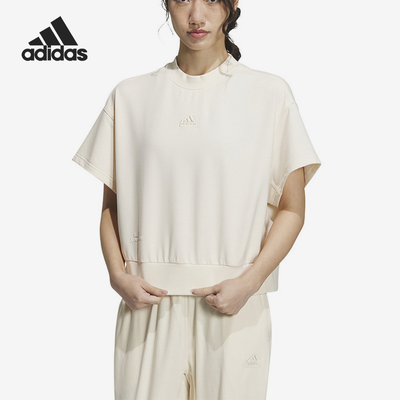 阿迪达斯女士宽松运动休闲短袖