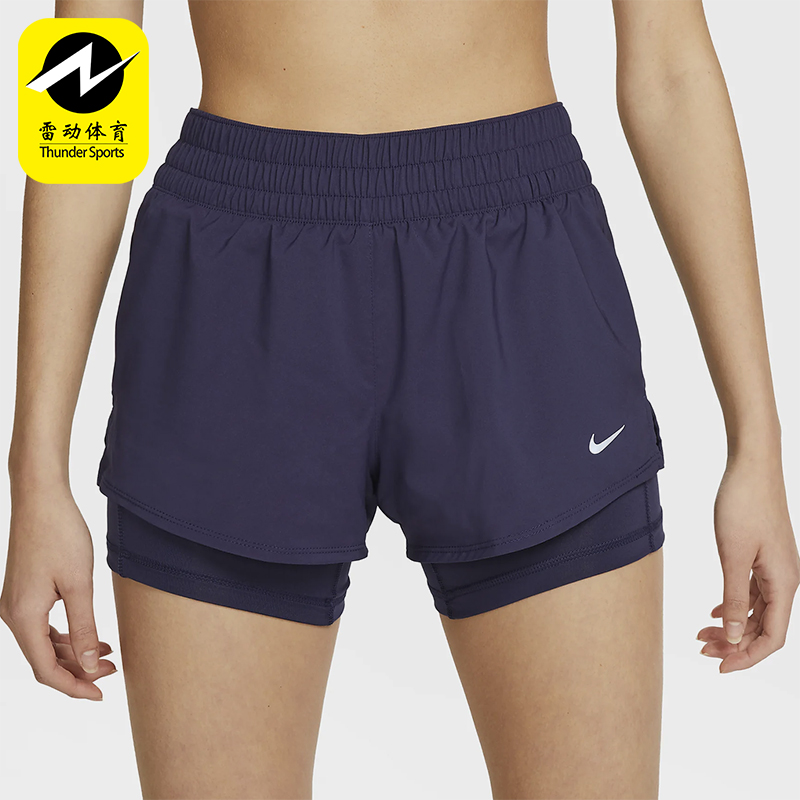 Nike/耐克正品2025女士梭织松紧腰透气二合一运动短裤DX6013-555