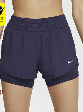 Nike/耐克正品2025女士梭织松紧腰透气二合一运动短裤DX6013-555