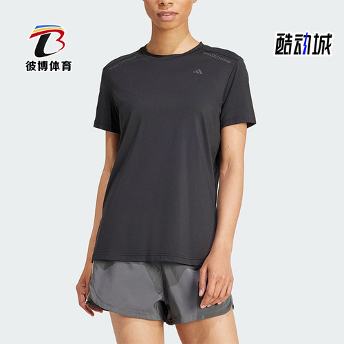 阿迪达斯女士圆领透气运动短袖