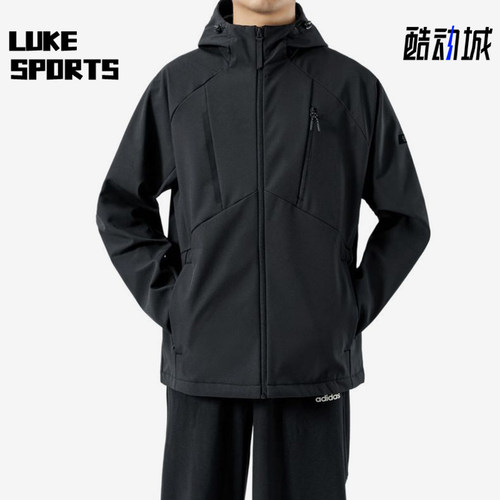 Adidas/阿迪达斯正品冲锋衣新款男黑色骑行经典夹克外套KG8966