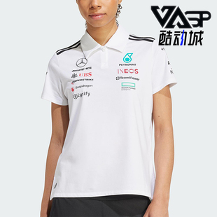 图案翻领POLO衫 Adidas 女士透气经典 阿迪达斯正品 JV5741 2025新款