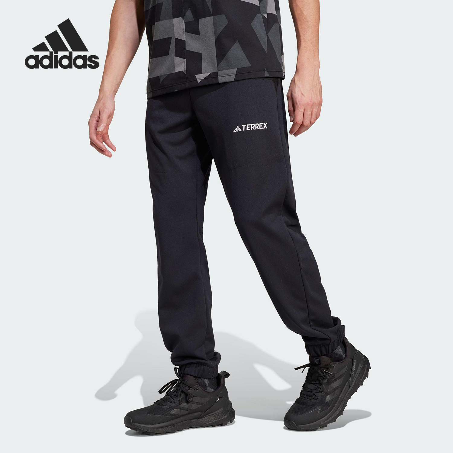 Adidas/阿迪达斯官方正品2025男士户外运动弹力针织长裤JF3711