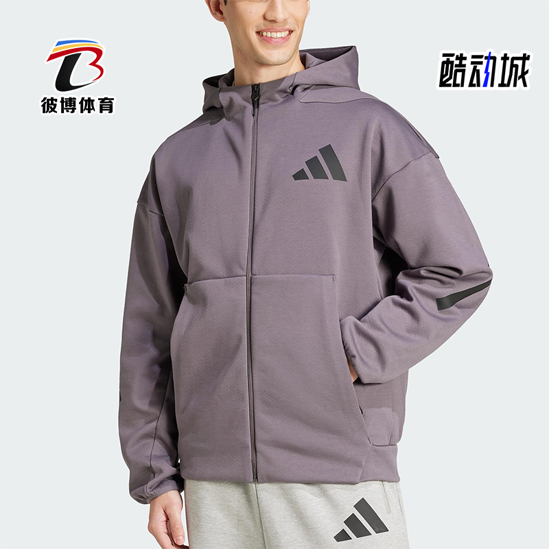 Adidas/阿迪达斯正品2025春季男士经典针织连帽运动外套JD2911