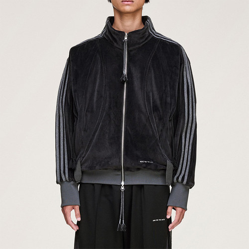 Adidas/阿迪达斯正品三叶草男女休闲天鹅绒宽松运动外套KC0317