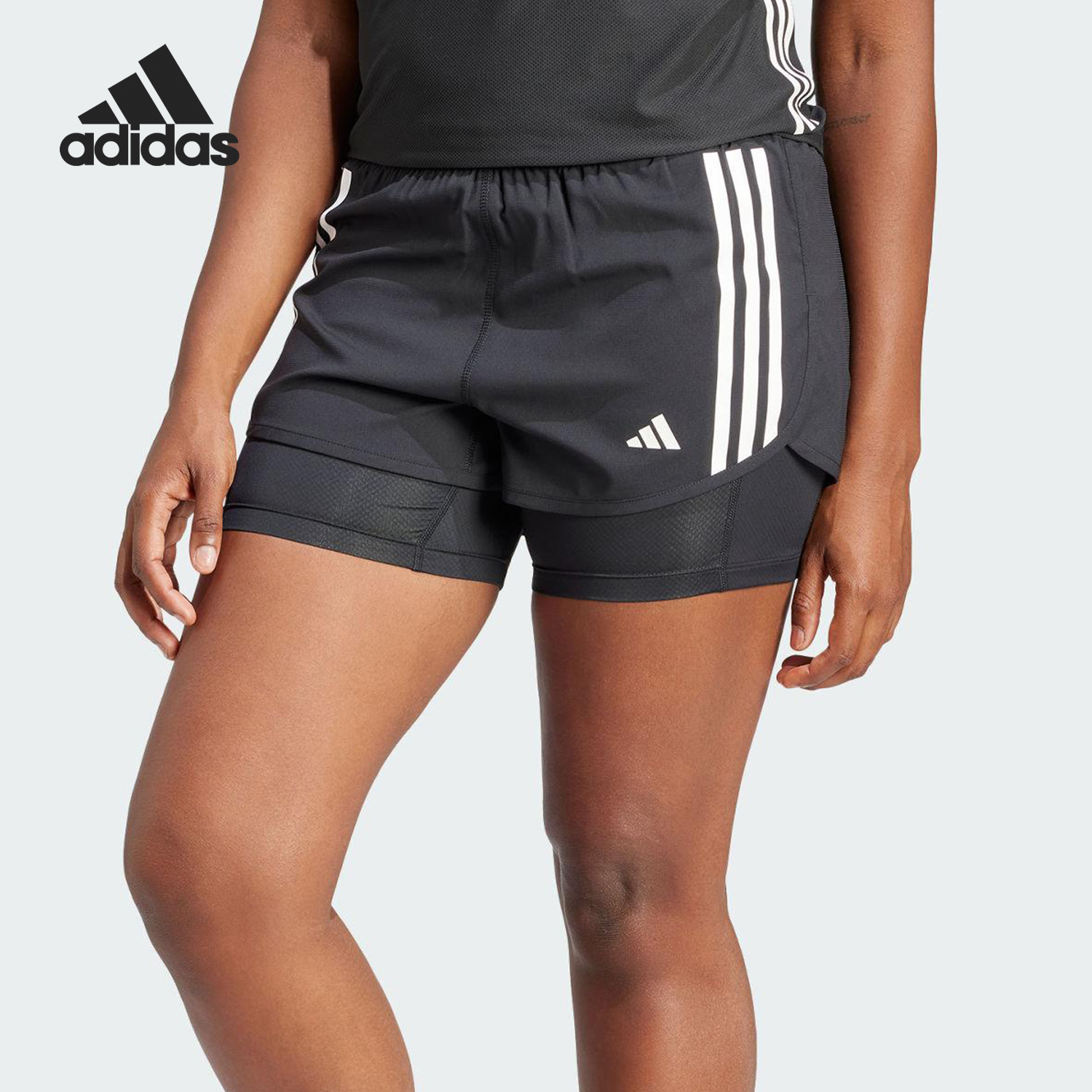 Adidas/阿迪达斯官方正品OTR E 3S2IN1 S女士跑步运动短裤IN1445