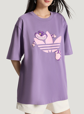 Adidas/阿迪达斯正品三叶草新款男女紫色经典休闲短袖T恤KY8306