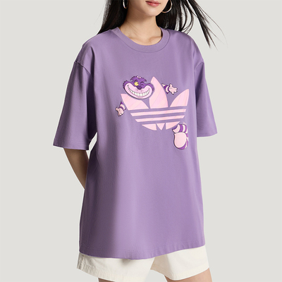 Adidas/阿迪达斯正品三叶草新款男女紫色经典休闲短袖T恤KY8306