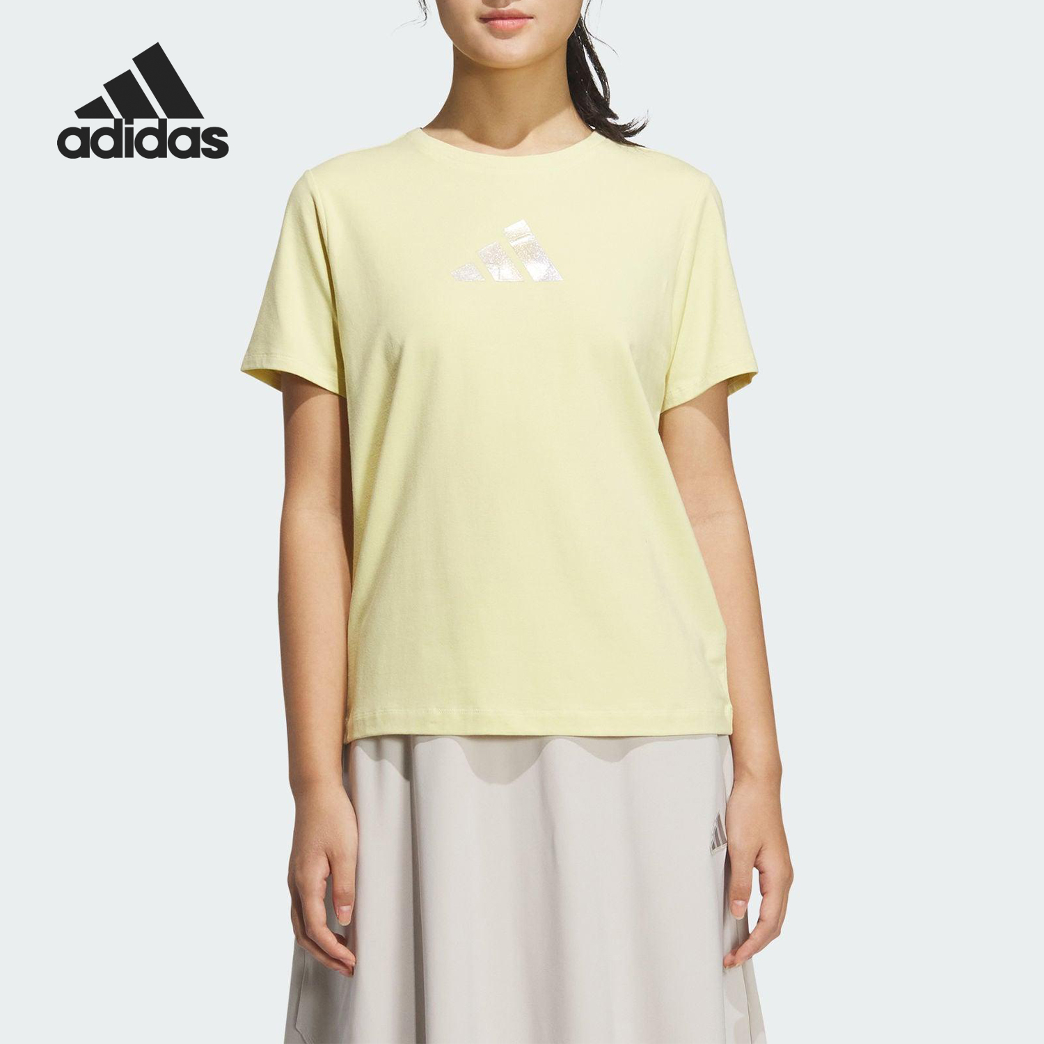 Adidas/阿迪达斯官方正品LOGOSSTEE 2女士圆领针织休闲短袖JM8802