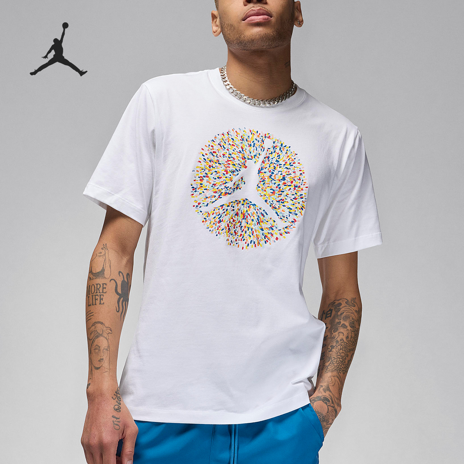 Nike/耐克正品JORDAN男士运动休闲印花圆领短袖T恤FN6007-100