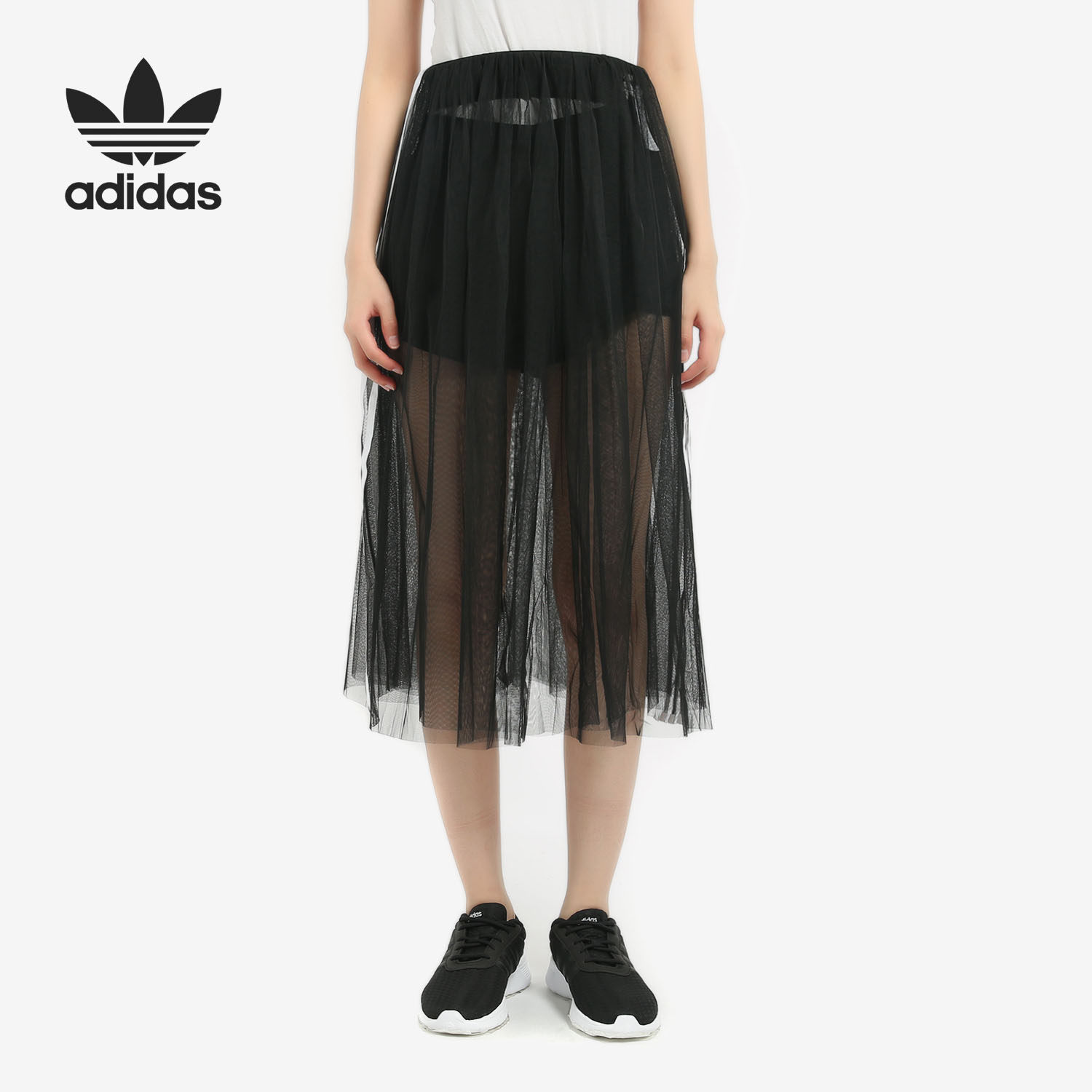 Adidas/阿迪达斯正品 新款 雪纺纱裙女子运动休闲半身裙DX3696
