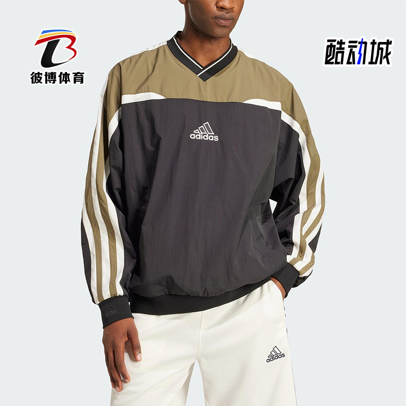 Adidas/阿迪达斯正品2025新款男士经典三条纹套头衫JD5395 - 实物图