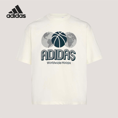 Adidas/阿迪达斯官方正品2026男女宽松印花透气篮球运动T恤KG8262