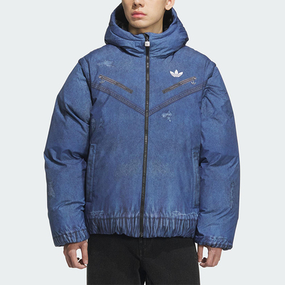 Adidas/阿迪达斯正品三叶草男士拉链保暖可拆卸宽松羽绒服KC2633