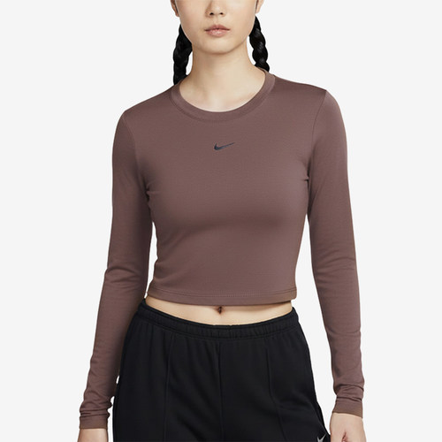 Nike/耐克正品纯色圆领短款套头长袖T恤女经典长袖T恤HF5323-502