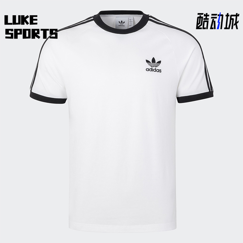 Adidas/阿迪达斯正品三叶草男士透气条纹运动修身短袖KB2460
