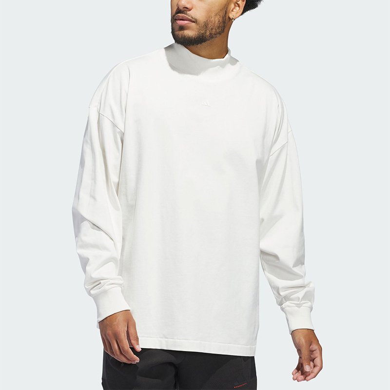 阿迪达斯男女简约宽松立领T恤