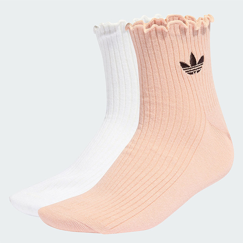 Adidas/阿迪达斯正品2026新款女士经典荷叶边袜子两双装KD8369