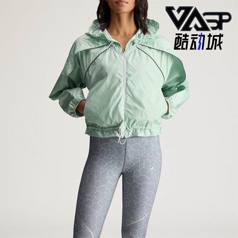 Adidas/阿迪达斯正品2026女士休闲印花收腰经典连帽外套JY8195