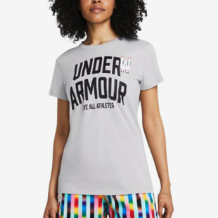 安德玛正品 T恤1383046 PRIDE 简约透气圆领短袖 011 SS女子时尚