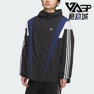 运动梭织拼接连帽宽松外套KS3552 三叶草男士 Adidas 阿迪达斯正品