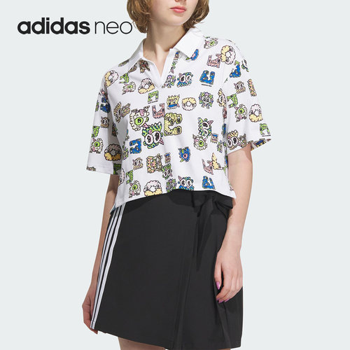 Adidas/阿迪达斯正品夏季女子休闲运动短袖POLO衫IK5140