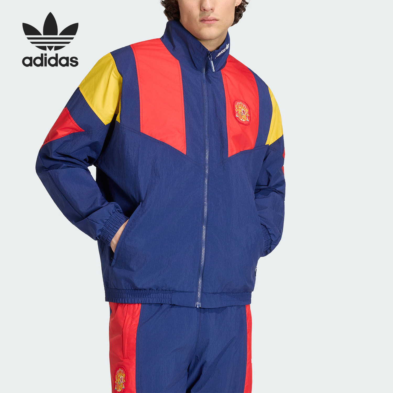 Adidas/阿迪达斯官方正品三叶草男士运动立领拉链长袖外套KG2575