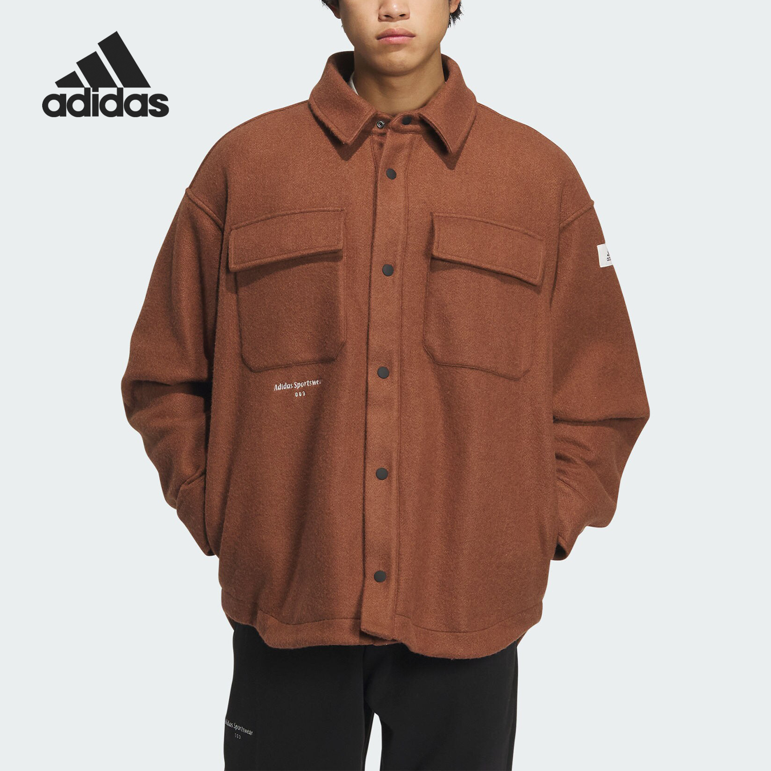 阿迪达斯男士翻领复古户外外套