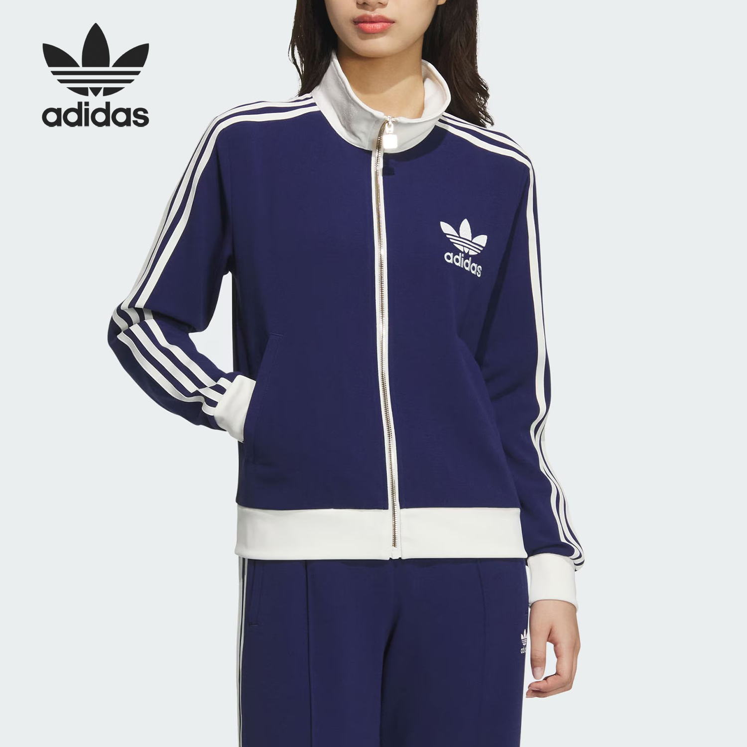 阿迪达斯女士复古拼色外套