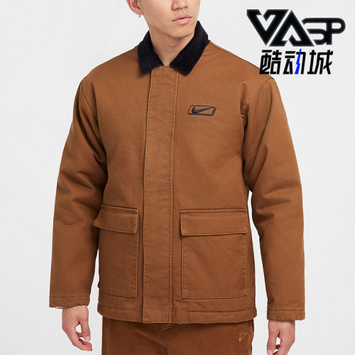 耐克男士工装翻领运动保暖棉服