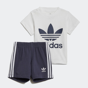 阿迪达斯正品 套装 三叶草夏季 男女婴童运动短袖 HE4655 新款 Adidas