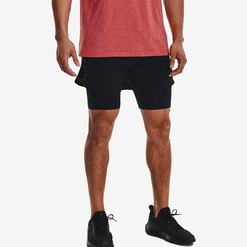 UA/安德玛正品夏季新款男士梭织训练运动二合一短裤1378604-001
