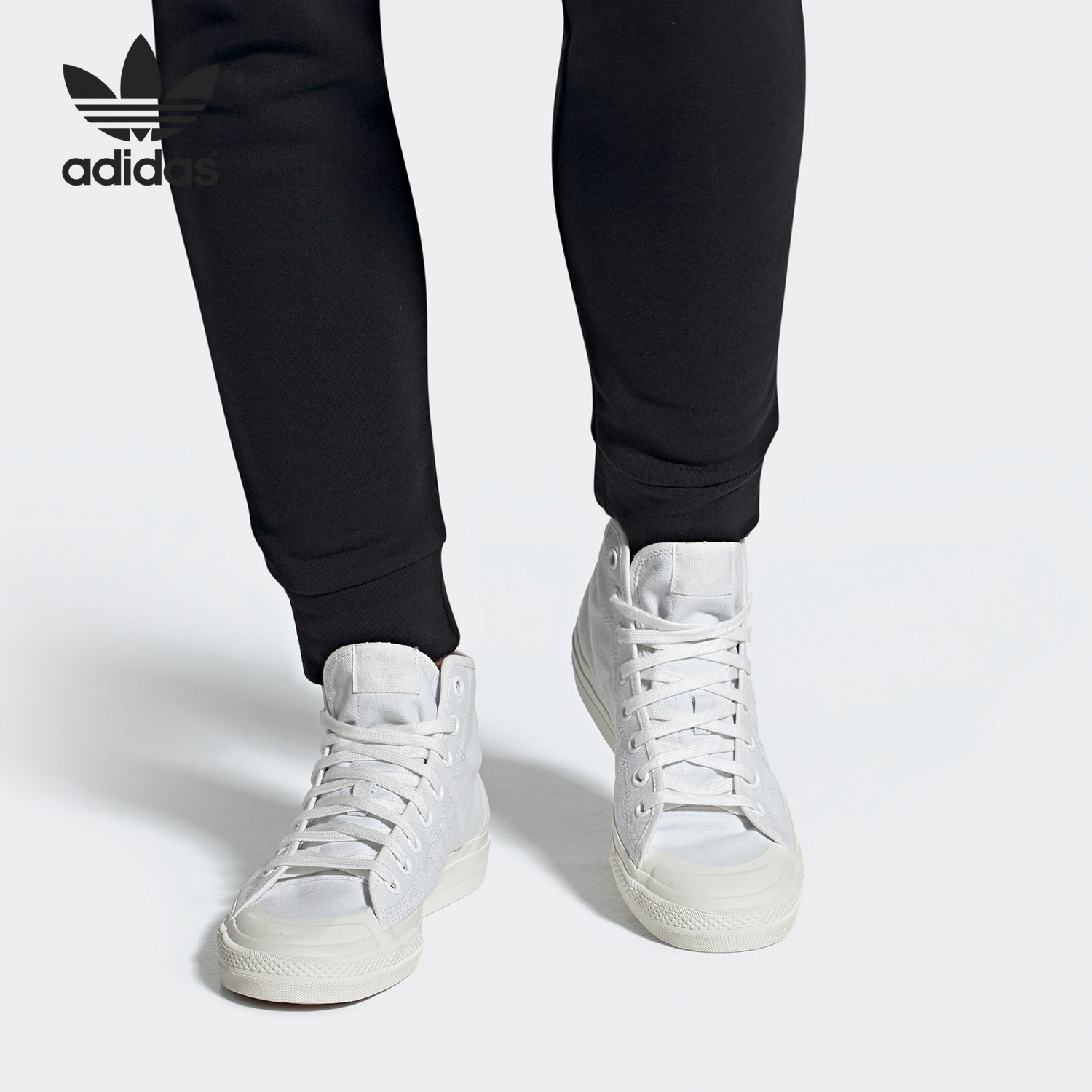 Adidas/阿迪达斯官方正品三叶草 NIZZA 男女高帮经典帆布鞋EF1885