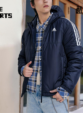 Adidas/阿迪达斯正品2025秋季款男士经典保暖运动连帽棉服KF6757
