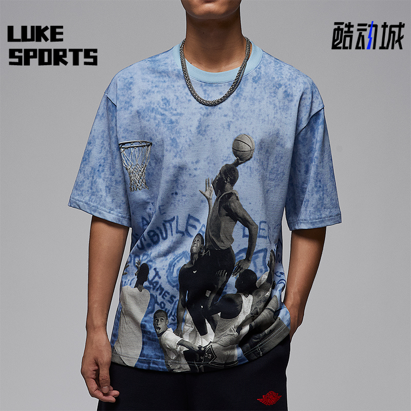 Nike/耐克正品JORDAN男士运动图案时尚针织透气短袖HJ2363-427