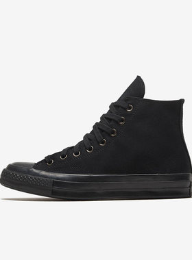 Converse匡威 1970s 经典纯黑色黑武士高帮男女帆布鞋 168928C