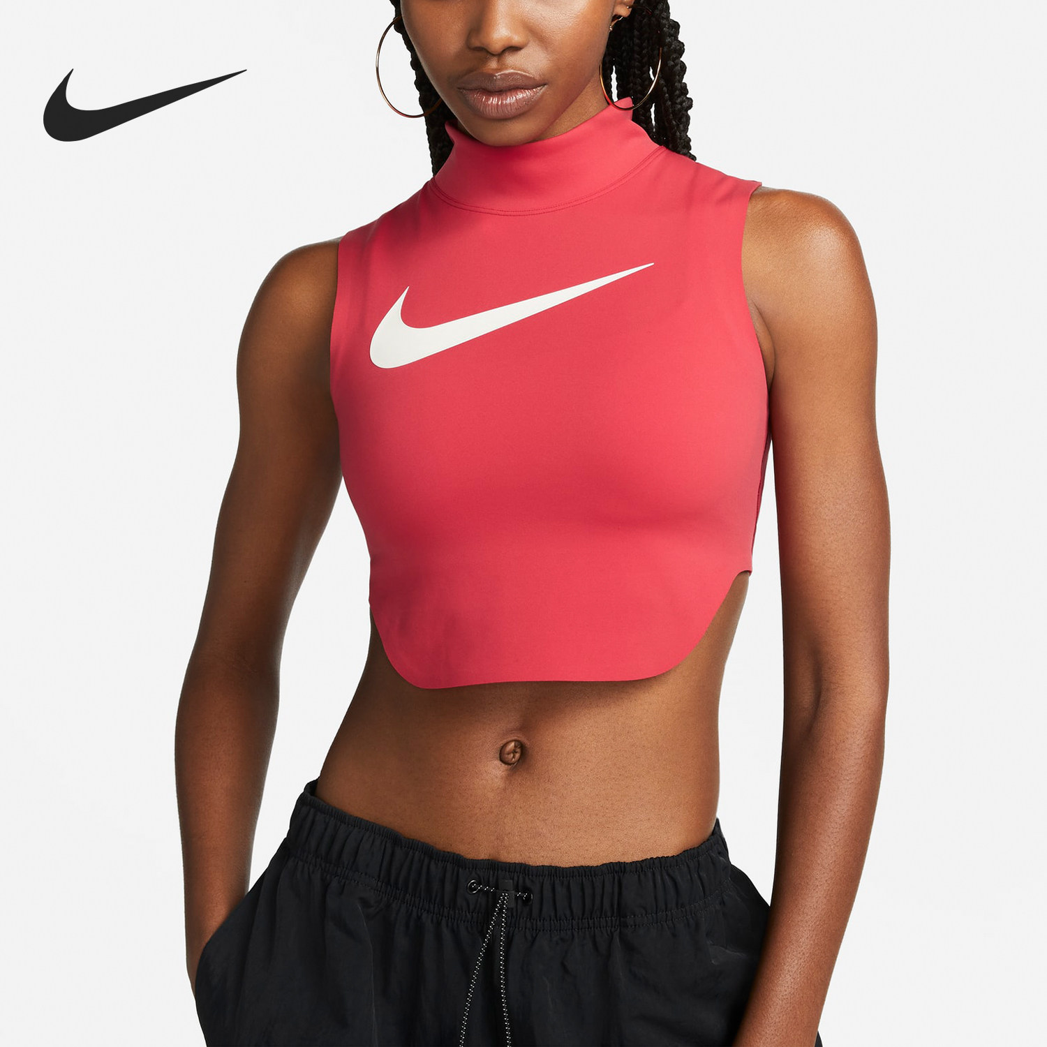 Nike/耐克正品时尚女士高领直筒无袖短款运动背心DN7603-687