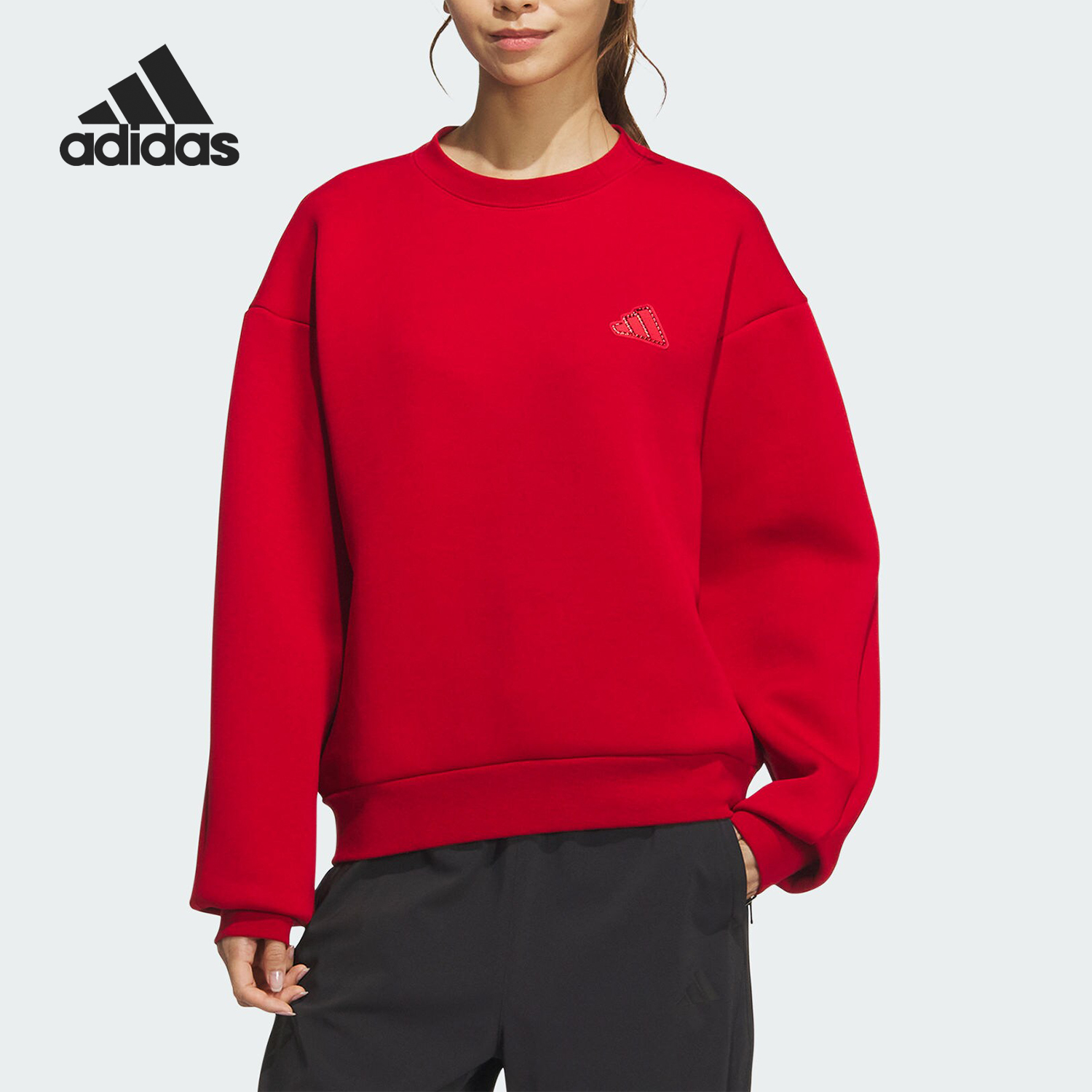 Adidas/阿迪达斯官方正品新款女士蛇年新年款双面针织卫衣JZ1640