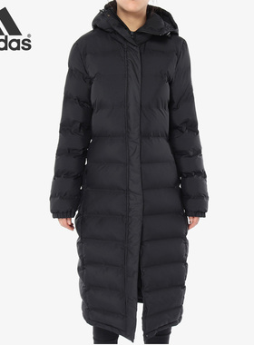 Adidas/阿迪达斯正品冬季女子长款保暖休闲连帽运动棉服 CY8647