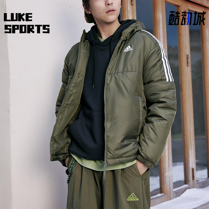 Adidas/阿迪达斯正品Essentials男士休闲连帽保暖运动棉服KF6756