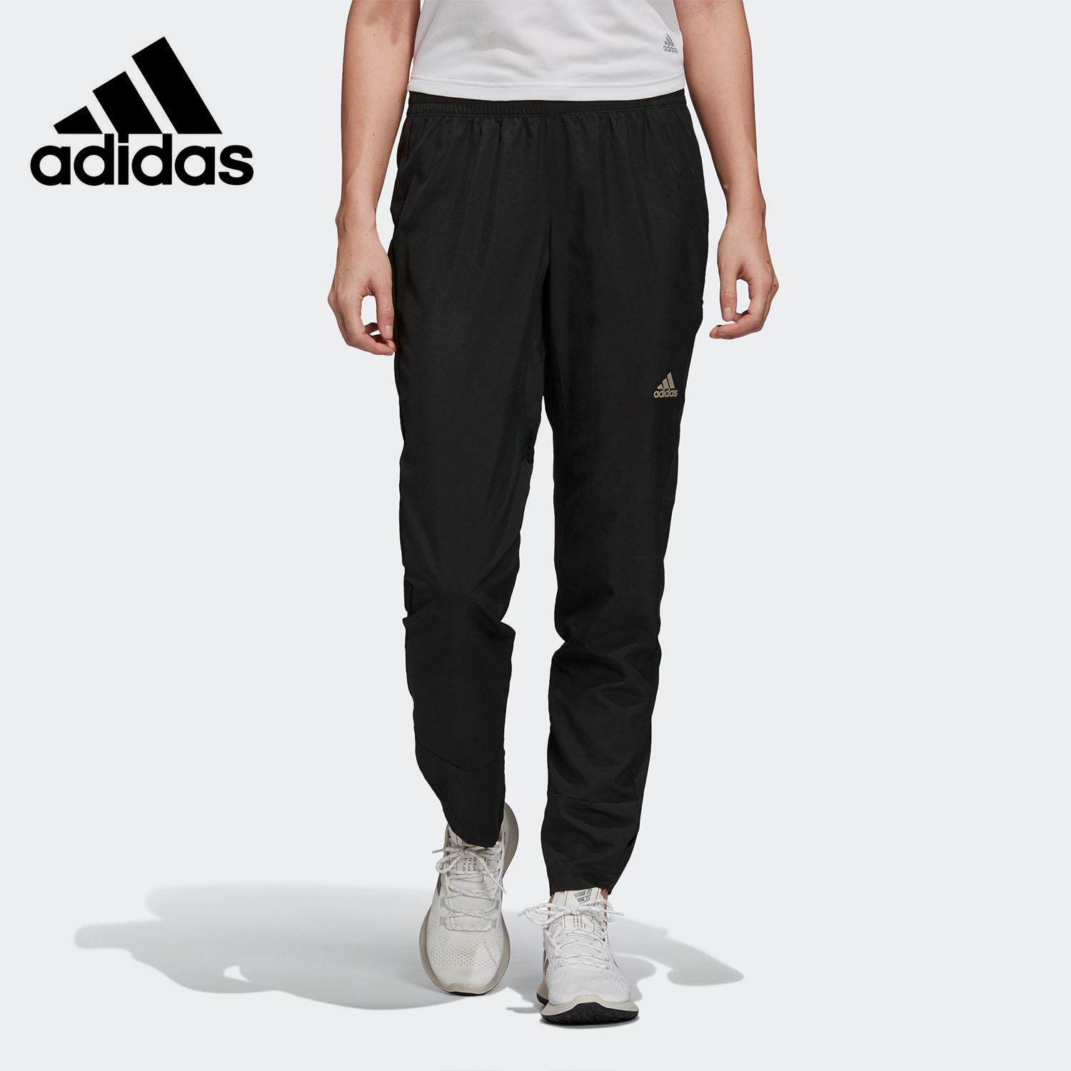 运动长裤Adidas拉链口袋跑步