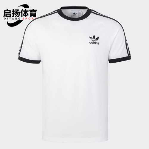Adidas/阿迪达斯正品三叶草男士透气条纹运动修身短袖KB2460