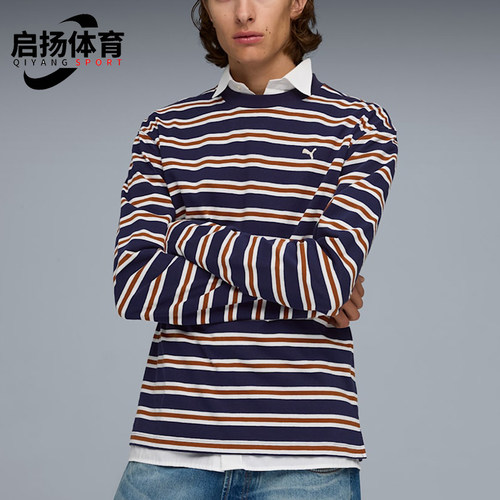 Puma/彪马正品春秋男士宽松圆领运动休闲经典长袖T恤634731-06