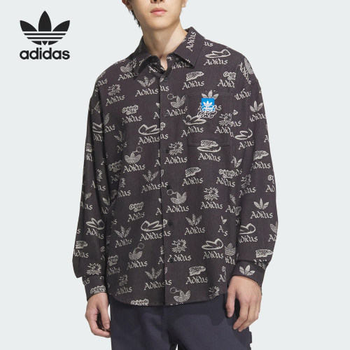 Adidas/阿迪达斯官方正品三叶草男士经典运动休闲印花衬衫JN1663