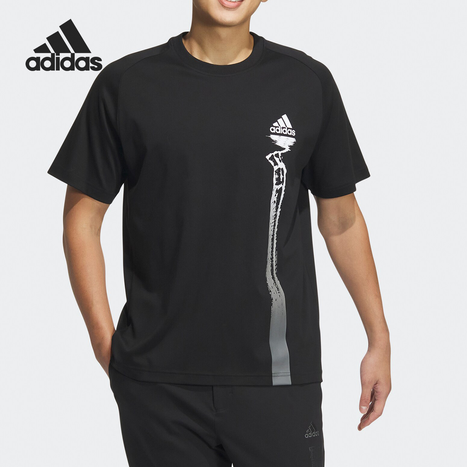 Adidas/阿迪达斯正品当季新款男士印花运动休闲短袖T恤JF0798