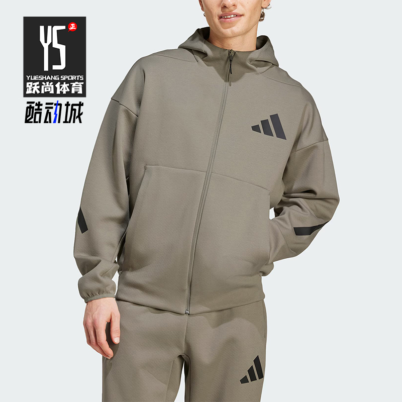 阿迪达斯男士连帽宽松短款外套