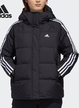 Adidas/阿迪达斯正品女子三条纹户外连帽运动羽绒服 GP5555