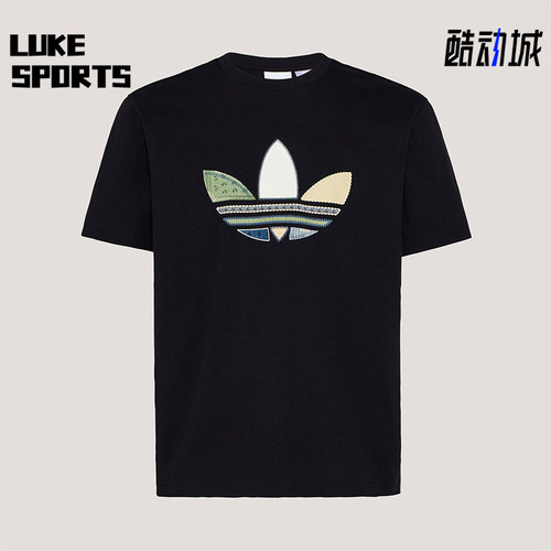 Adidas/阿迪达斯正品三叶草男士松弛感宽松经典日常印花T恤KW5671